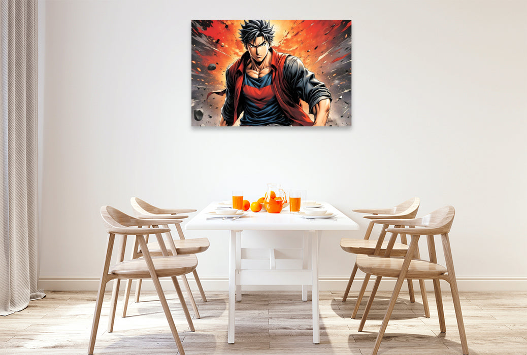 Premium Textil-Leinwand Manga Superheld Toma Kurogane - Der Eiserne Schatten