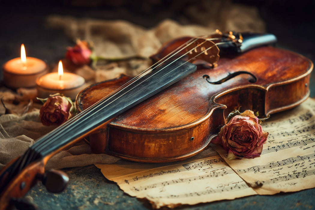 Premium Textil-Leinwand Ein Hauch vergangener Träume im Kerzenlicht