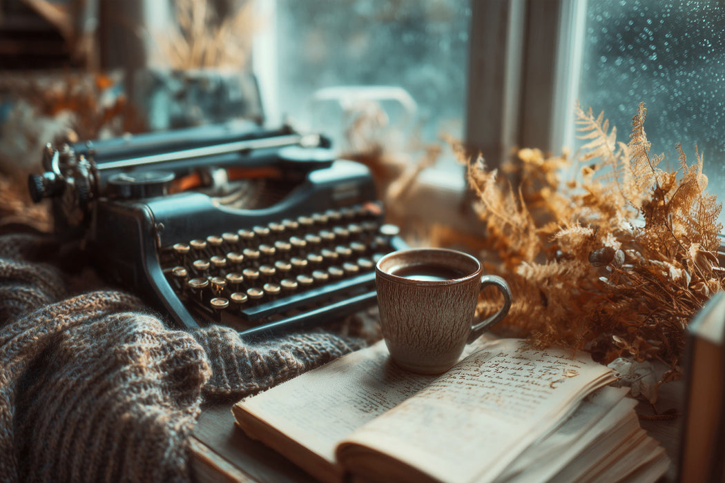 Premium Textil-Leinwand Zwischen vergilbten Seiten flüstert die Zeit