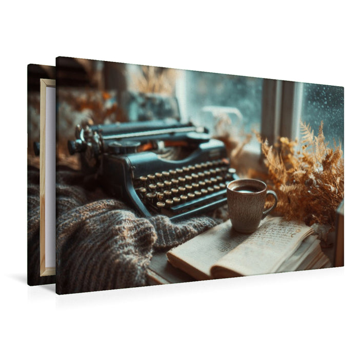Premium Textil-Leinwand Zwischen vergilbten Seiten flüstert die Zeit