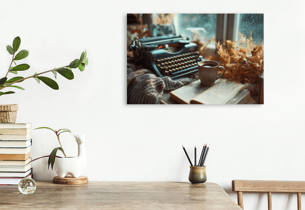 Premium Textil-Leinwand Zwischen vergilbten Seiten flüstert die Zeit