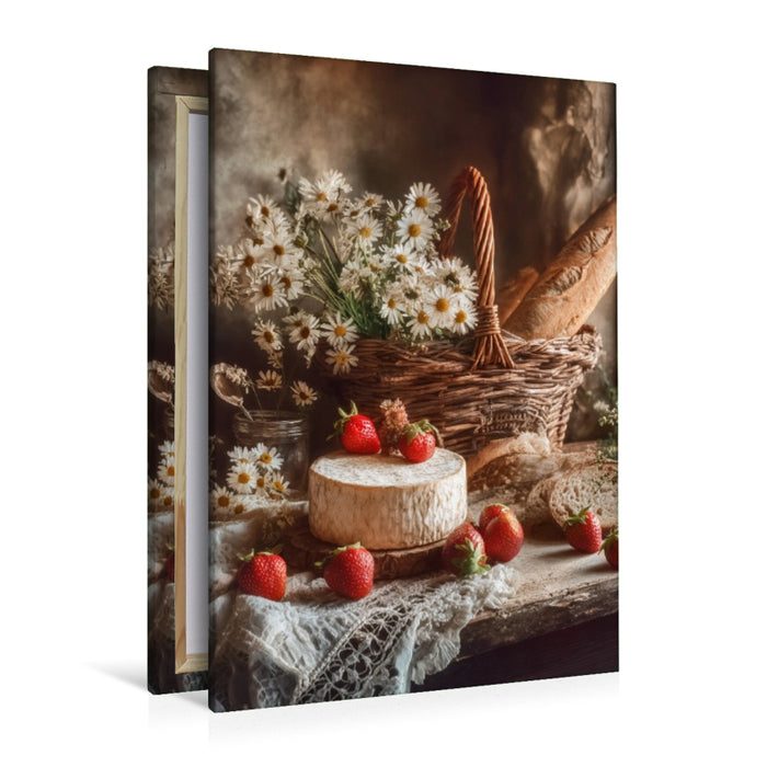 Premium Textil-Leinwand Ein gedeckter Tisch ist ein stiller Moment des Glücks