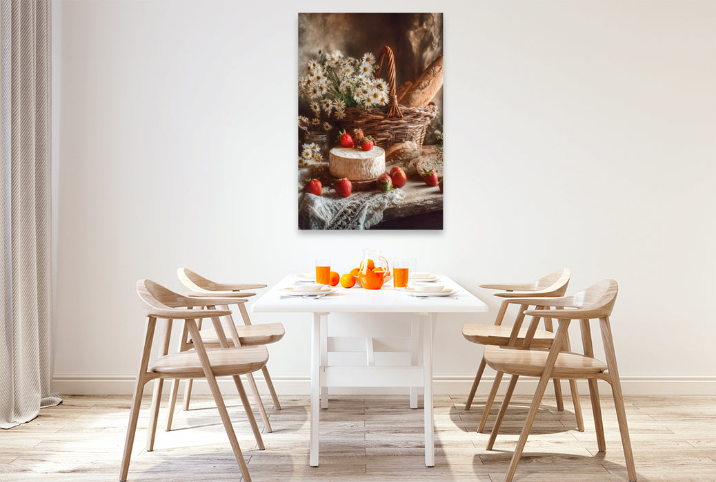 Premium Textil-Leinwand Ein gedeckter Tisch ist ein stiller Moment des Glücks