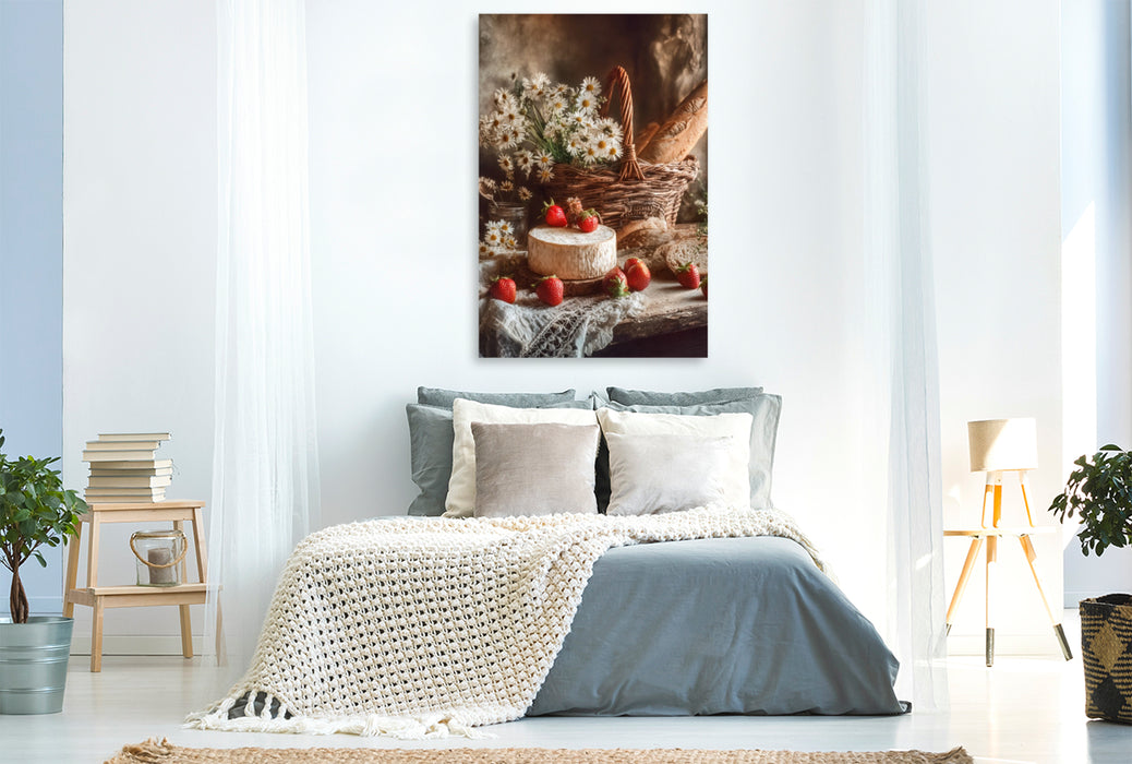 Premium Textil-Leinwand Ein gedeckter Tisch ist ein stiller Moment des Glücks