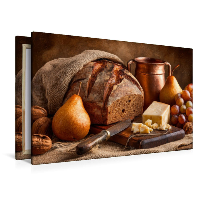 Premium Textil-Leinwand Ein Motiv aus dem Kalender Landleben auf dem Tisch