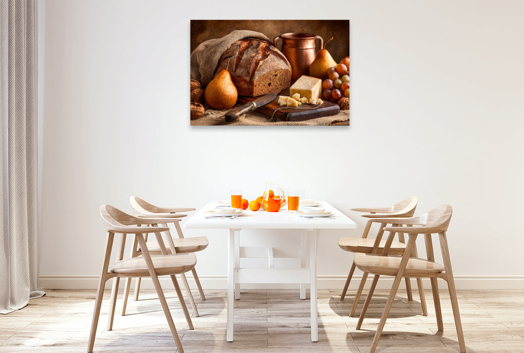 Premium Textil-Leinwand Ein Motiv aus dem Kalender Landleben auf dem Tisch