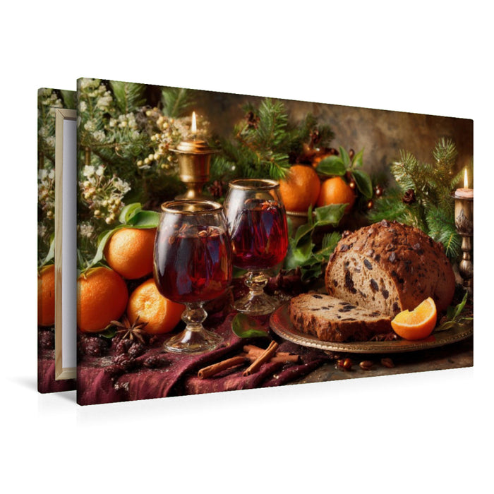 Premium Textil-Leinwand Winterwürze & Festtagsbrot ein Genuss, der das Herz wärmt