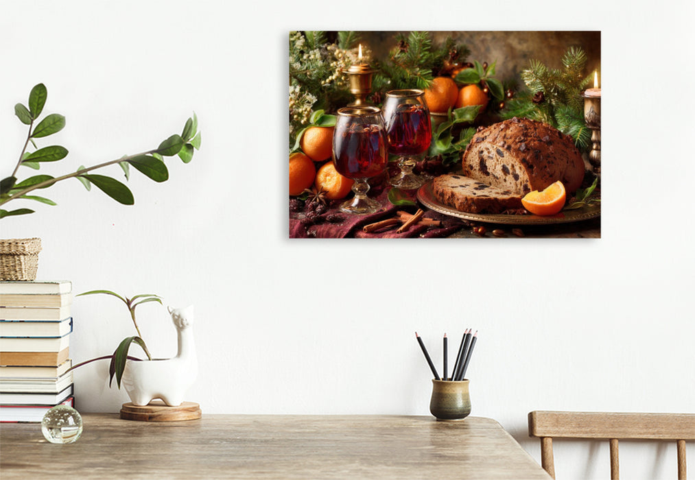 Premium Textil-Leinwand Winterwürze & Festtagsbrot ein Genuss, der das Herz wärmt