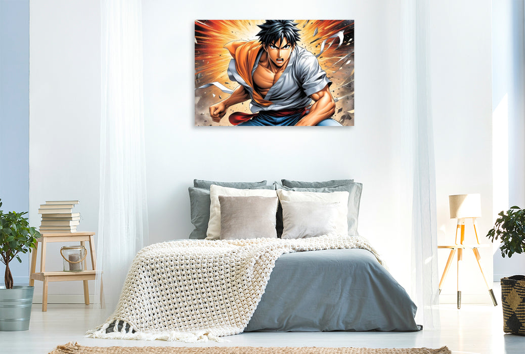 Premium Textil-Leinwand Manga Superheld, Tsubasa Rindo - Der Drachenflügel