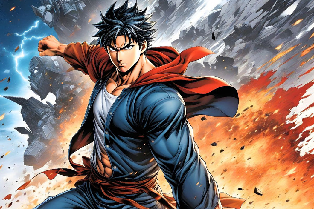 Premium Textil-Leinwand Manga Superheld Takao Fushimi - Der Schattenkrieger