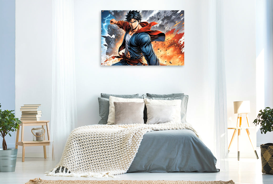 Premium Textil-Leinwand Manga Superheld Takao Fushimi - Der Schattenkrieger