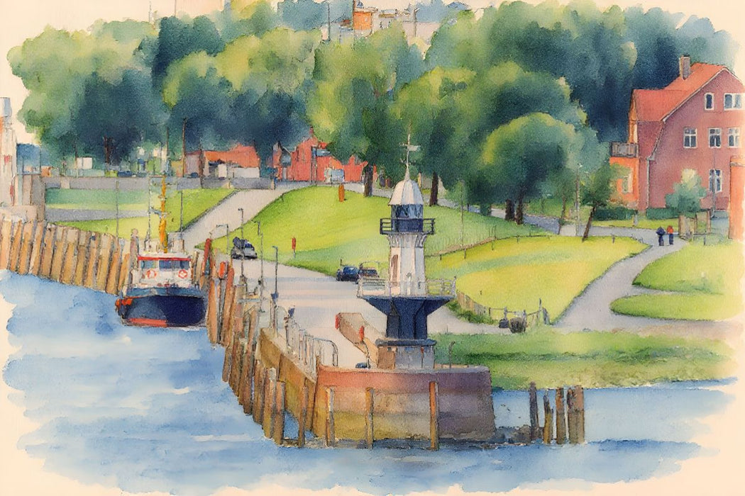 Premium Textil-Leinwand Brunsbüttel Mole 1