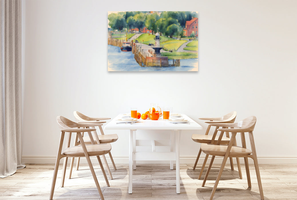 Premium Textil-Leinwand Brunsbüttel Mole 1