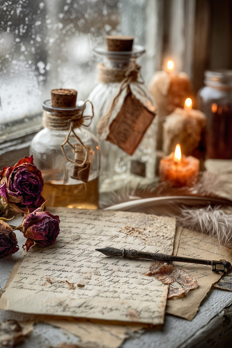 Premium Textil-Leinwand Frost vor dem Fenster, Wärme im Herzen und ein neues Jahr beginnt leise