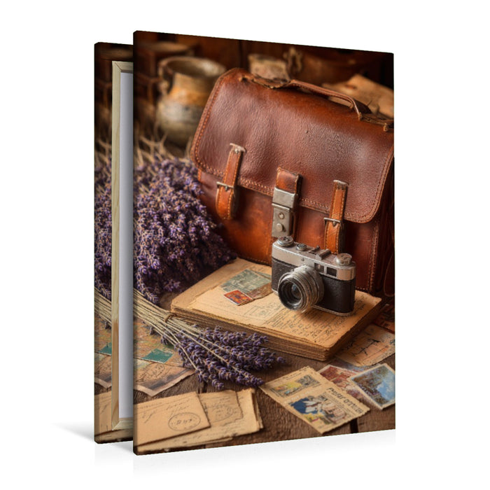 Premium Textil-Leinwand Zwischen goldenen Blättern und alten Seiten reift die Ruhe