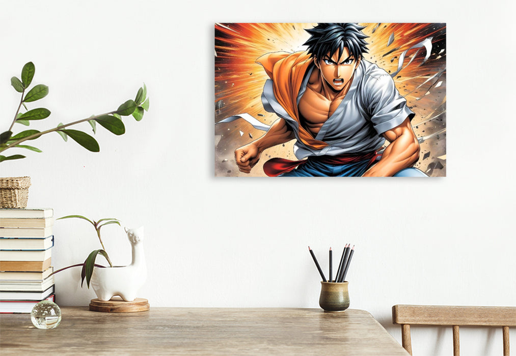 Premium Textil-Leinwand Manga Superheld, Tsubasa Rindo - Der Drachenflügel