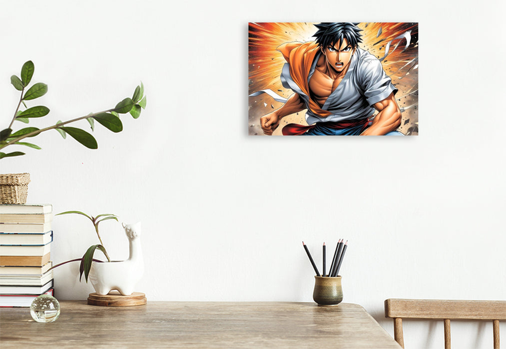 Premium Textil-Leinwand Manga Superheld, Tsubasa Rindo - Der Drachenflügel