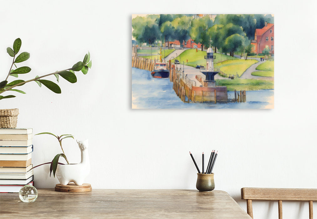 Premium Textil-Leinwand Brunsbüttel Mole 1