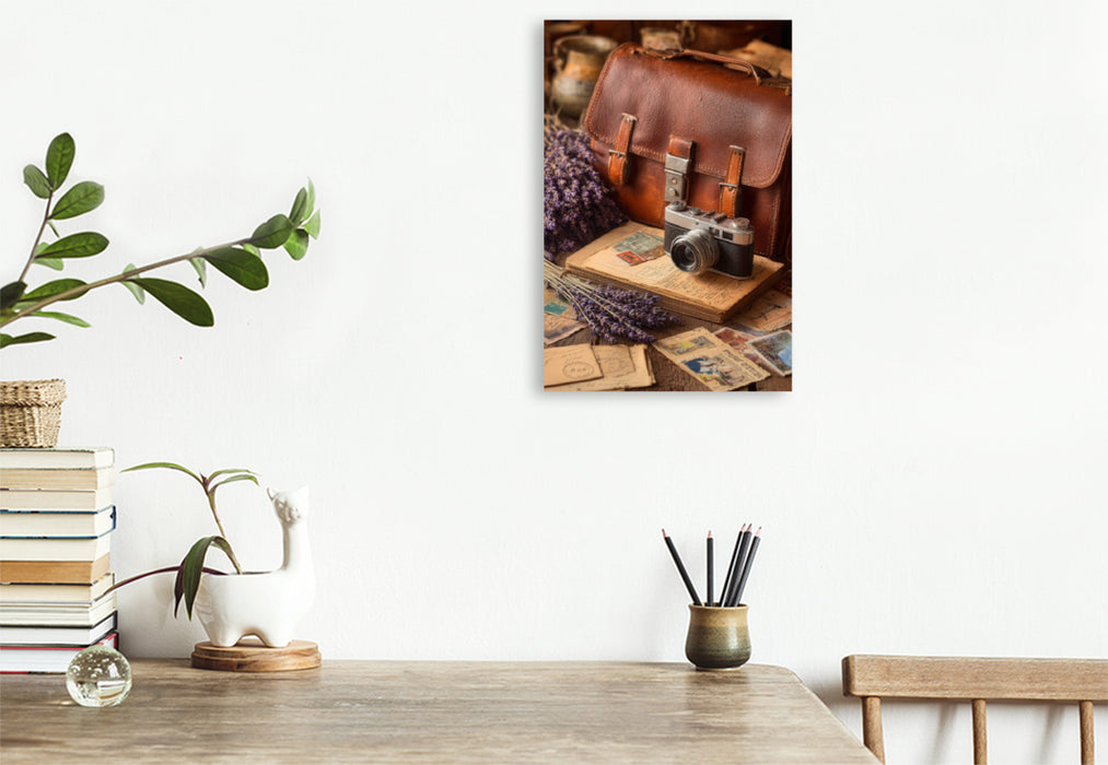 Premium Textil-Leinwand Zwischen goldenen Blättern und alten Seiten reift die Ruhe