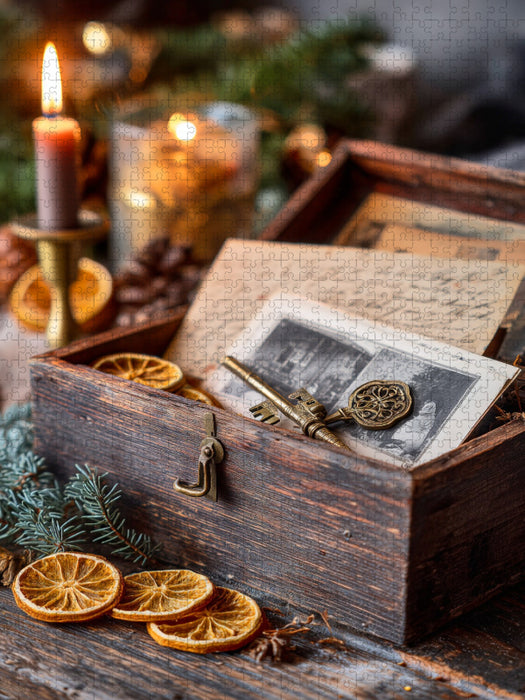 In jedem Funken Kerzenlicht liegt ein Wunder und im Duft alter Briefe ein Hauch von Weihnachten - CALVENDO Foto-Puzzle'