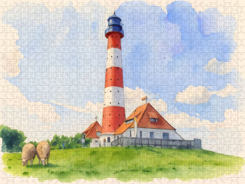 Leuchtturm Westheversand - CALVENDO Foto-Puzzle'