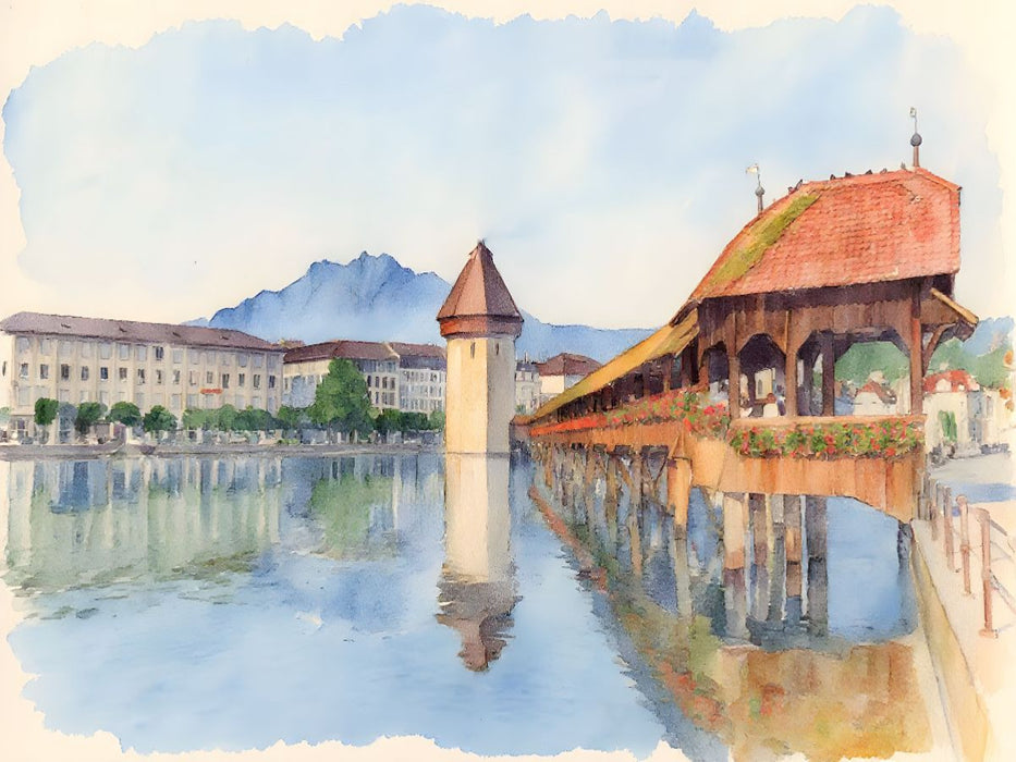 Kapellbrücke am Vierwaldstätter See - CALVENDO Foto-Puzzle'