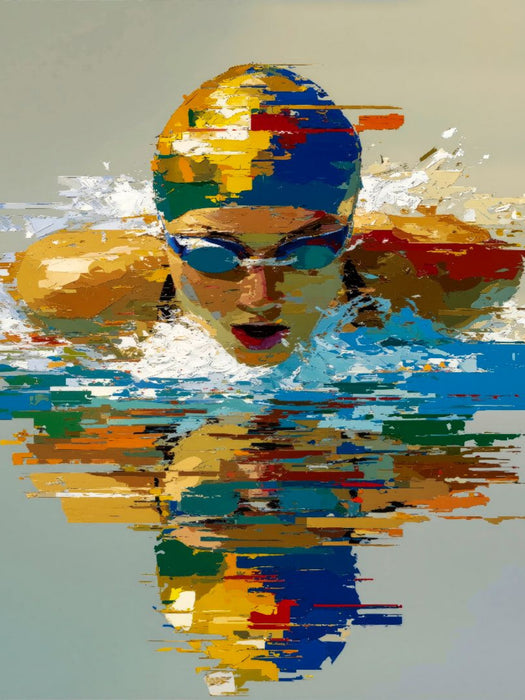 Schwimmen, ein visueller Rhythmus aus Körper und Farbe - CALVENDO Foto-Puzzle'