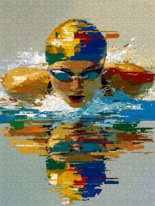Schwimmen, ein visueller Rhythmus aus Körper und Farbe - CALVENDO Foto-Puzzle'
