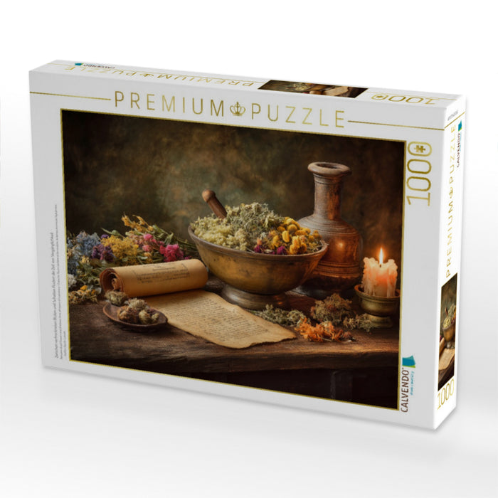 Zwischen vertrockneten Blüten und Schatten flüstert die Zeit von Vergänglichkeit - CALVENDO Foto-Puzzle'