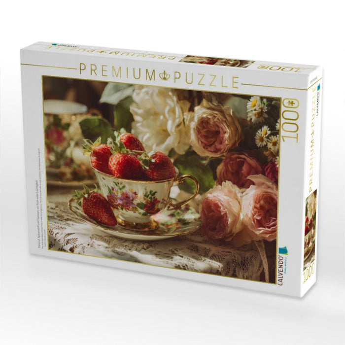 Maiwind, Spitzenstoff und Teerosen, ein Tisch voller Leichtigkeit - CALVENDO Foto-Puzzle'