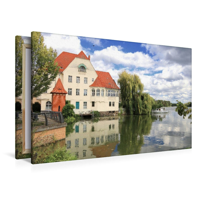 Premium Textil-Leinwand Brandenburg an der Havel, Jugendstilvilla am Havelpegel