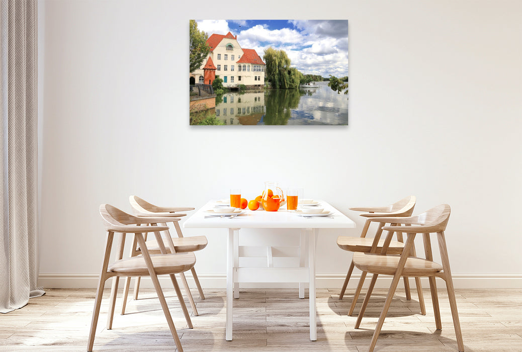 Premium Textil-Leinwand Brandenburg an der Havel, Jugendstilvilla am Havelpegel