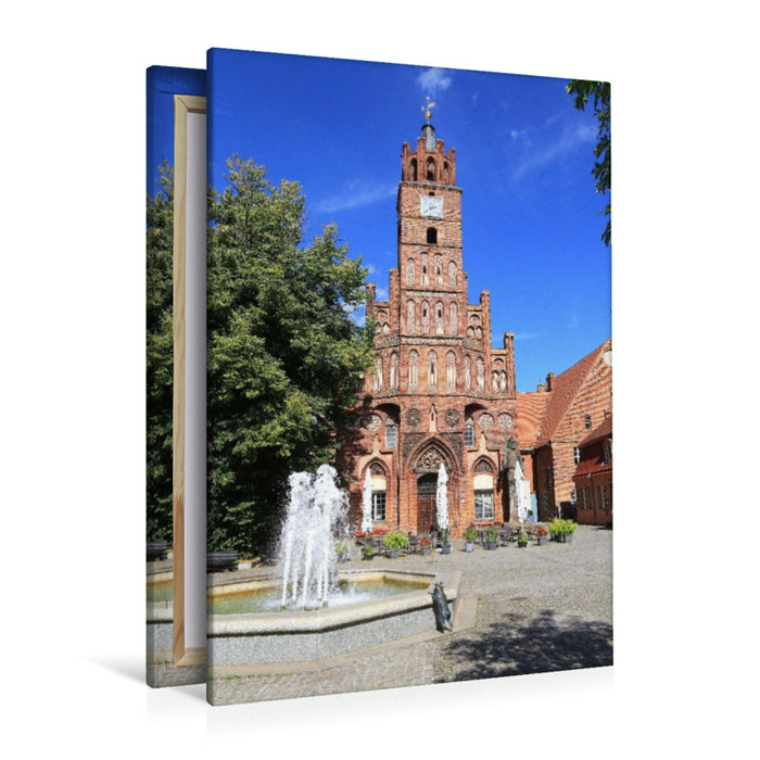 Premium Textil-Leinwand Brandenburg an der Havel, das Altstädtische Rathaus mit Roland