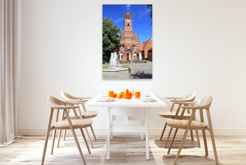 Premium Textil-Leinwand Brandenburg an der Havel, das Altstädtische Rathaus mit Roland