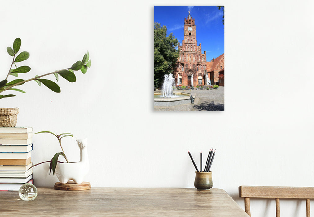 Premium Textil-Leinwand Brandenburg an der Havel, das Altstädtische Rathaus mit Roland