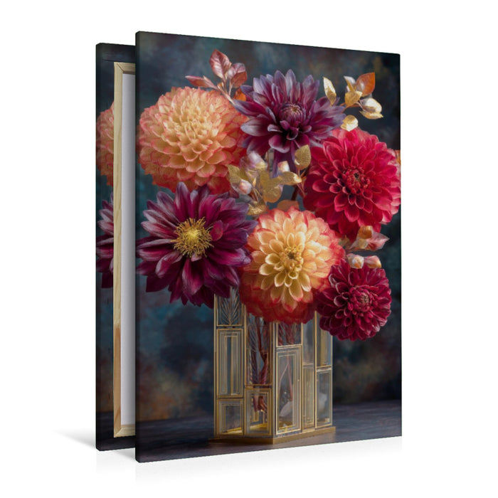 Premium Textil-Leinwand Art Deco formt Blüten zu strahlender Geometrie