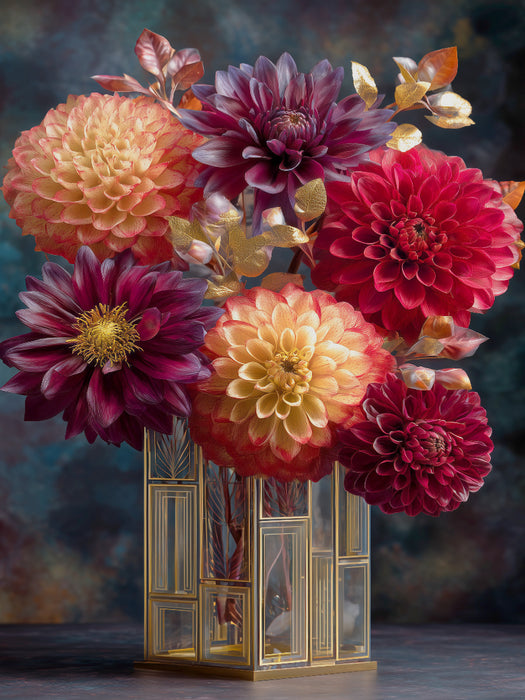 Art Deco formt Blüten zu strahlender Geometrie - CALVENDO Foto-Puzzle'