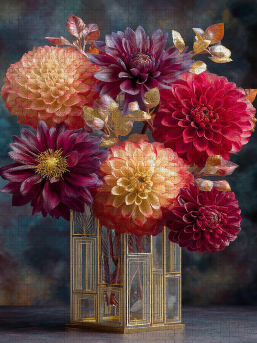 Art Deco formt Blüten zu strahlender Geometrie - CALVENDO Foto-Puzzle'