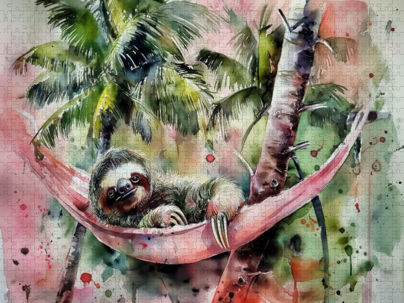 Faultier in einer Hängematte - CALVENDO Foto-Puzzle'