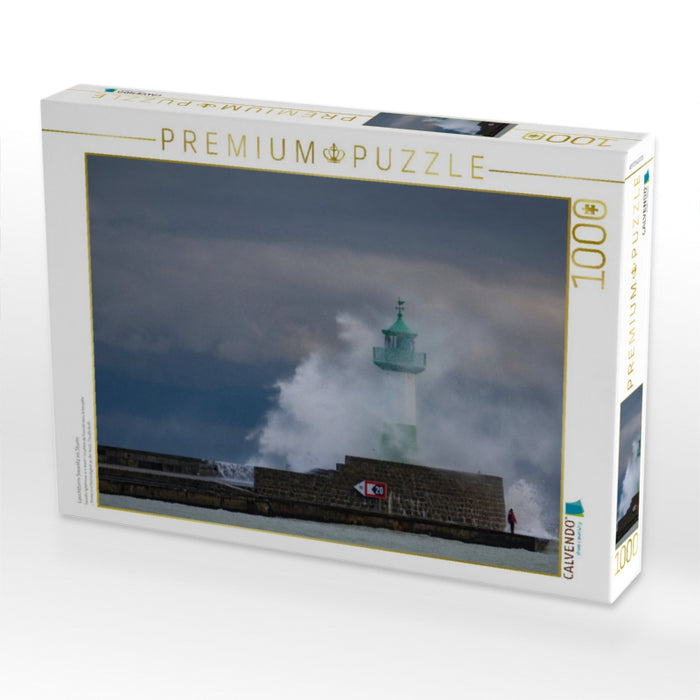Leuchtturm Sassnitz im Sturm - CALVENDO Foto-Puzzle'