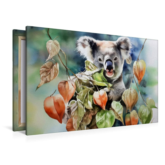 Premium Textil-Leinwand Koala im Herbst