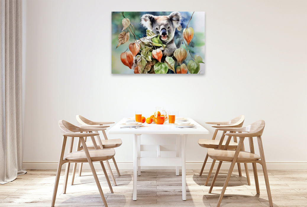 Premium Textil-Leinwand Koala im Herbst