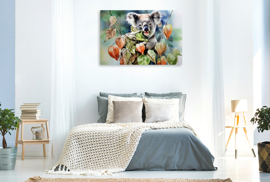 Premium Textil-Leinwand Koala im Herbst