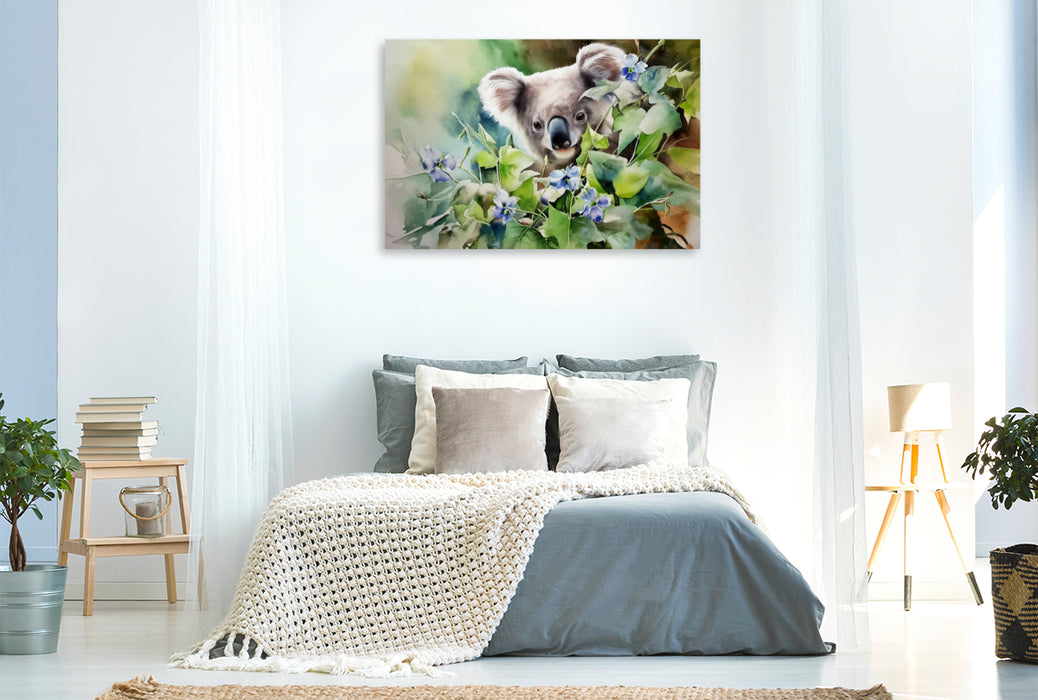 Premium Textil-Leinwand Koala im Frühling
