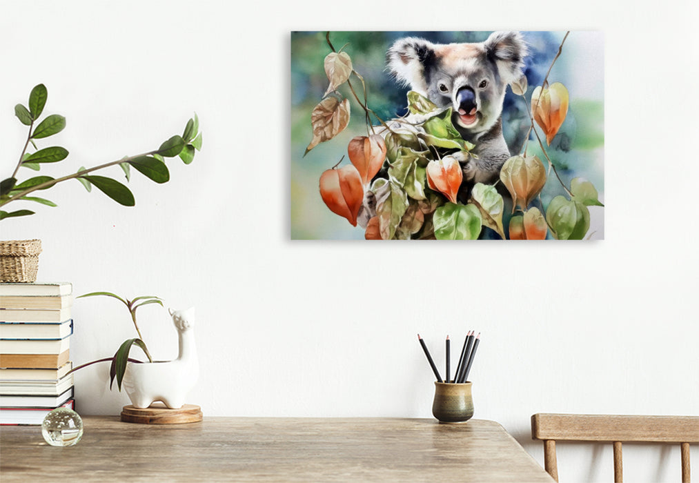 Premium Textil-Leinwand Koala im Herbst