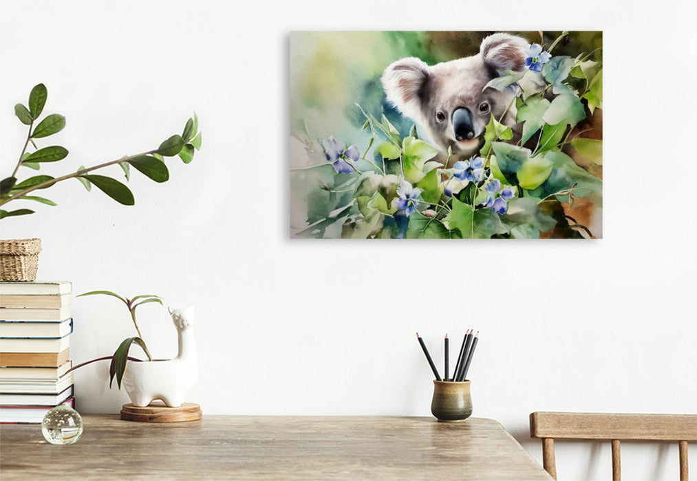 Premium Textil-Leinwand Koala im Frühling