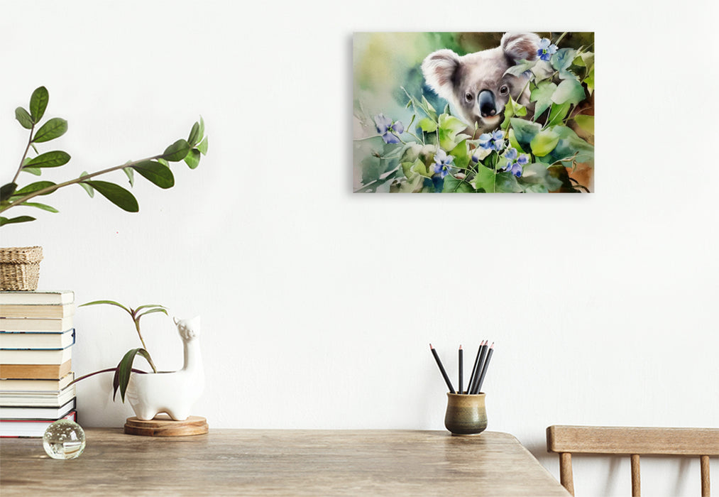 Premium Textil-Leinwand Koala im Frühling