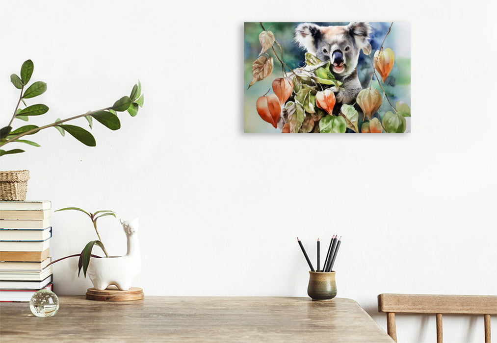 Premium Textil-Leinwand Koala im Herbst
