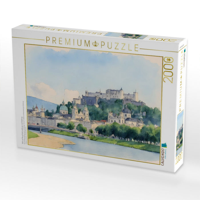 Blick auf Burg Hohensalzburg und Salzburg - CALVENDO Foto-Puzzle'