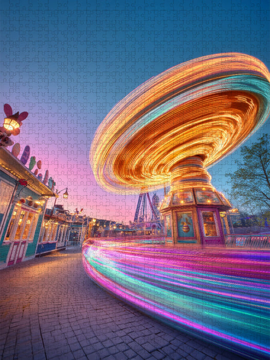 Sanfte Pastelltöne malen die Nacht – ein Ostergruß aus fließendem Licht - CALVENDO Foto-Puzzle'